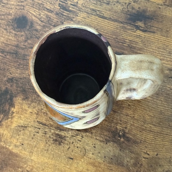 Mara Stoneware Sculpted Stein Mug  Dark Mask Design Handmade in Mexico - Picture 10 of 13